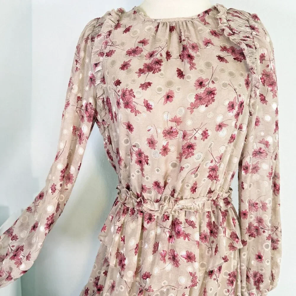 Current Air | Anthropologie | Long Sleeve Floral Fairycore Midi Dress | Sz XS S - Picture 12 of 13